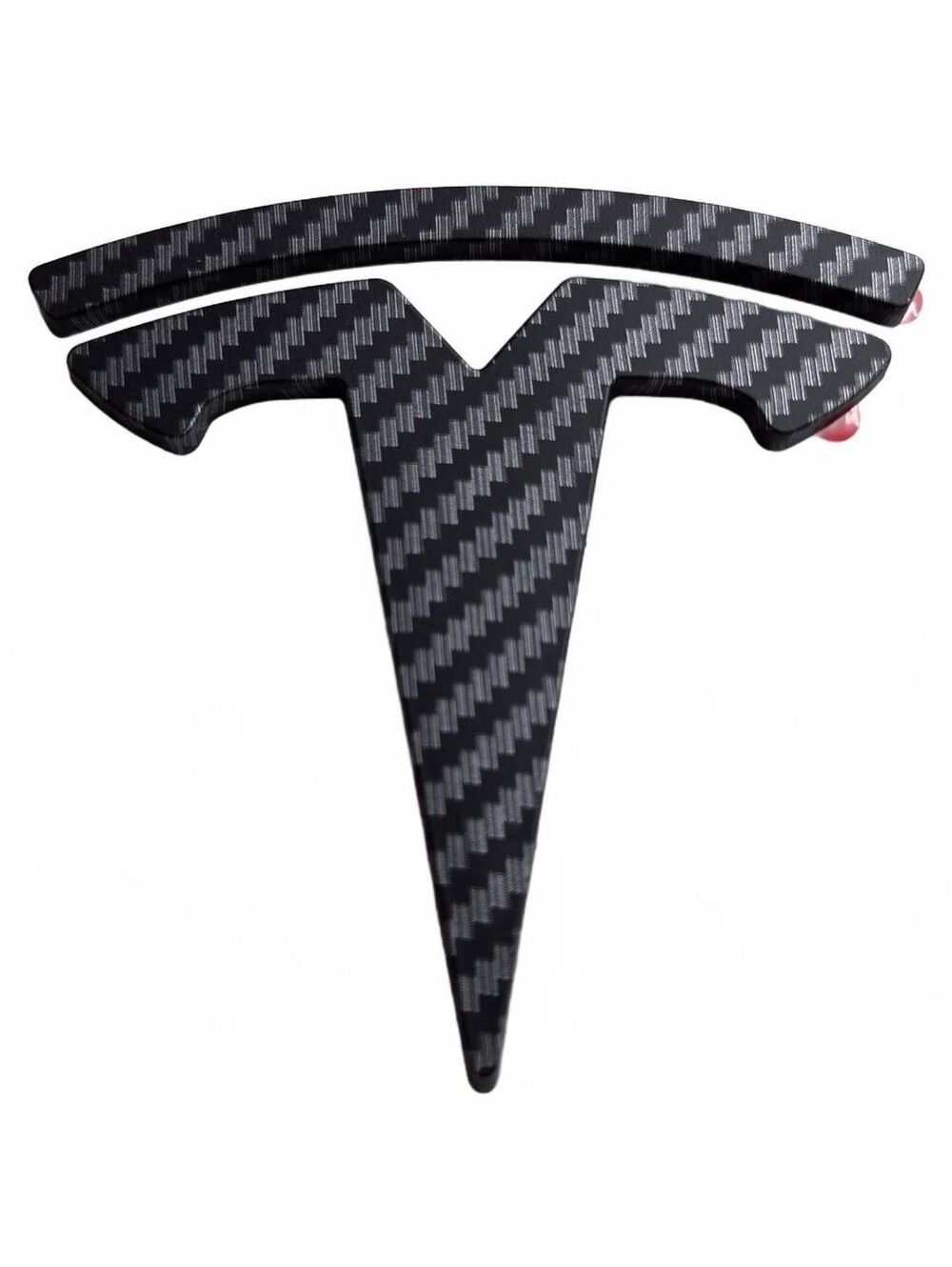 Tesla T Logo Emblem Overlay Carbon Fiber Look Black 3D Adhesive Badge Decal NEW